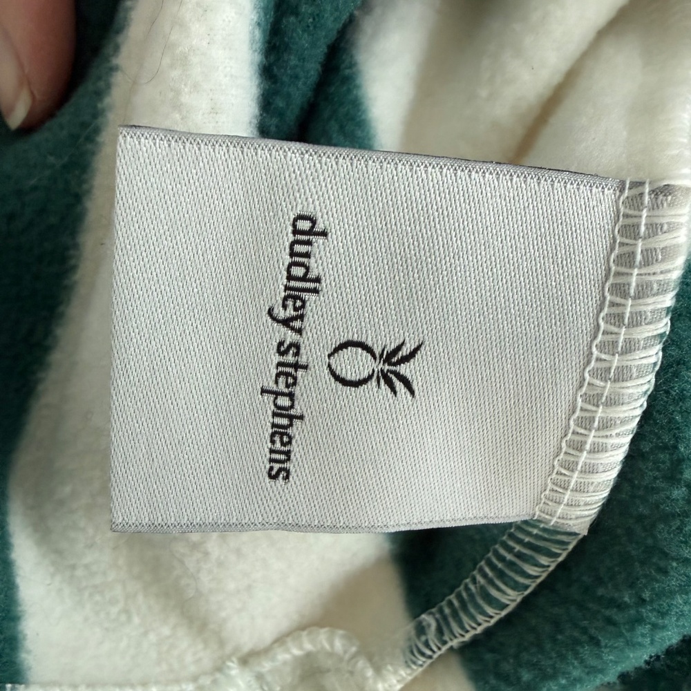 Dudley Stephens Vello Fleece Milton Street Turtleneck Green/White Stripe - Small - Picture 8 of 9